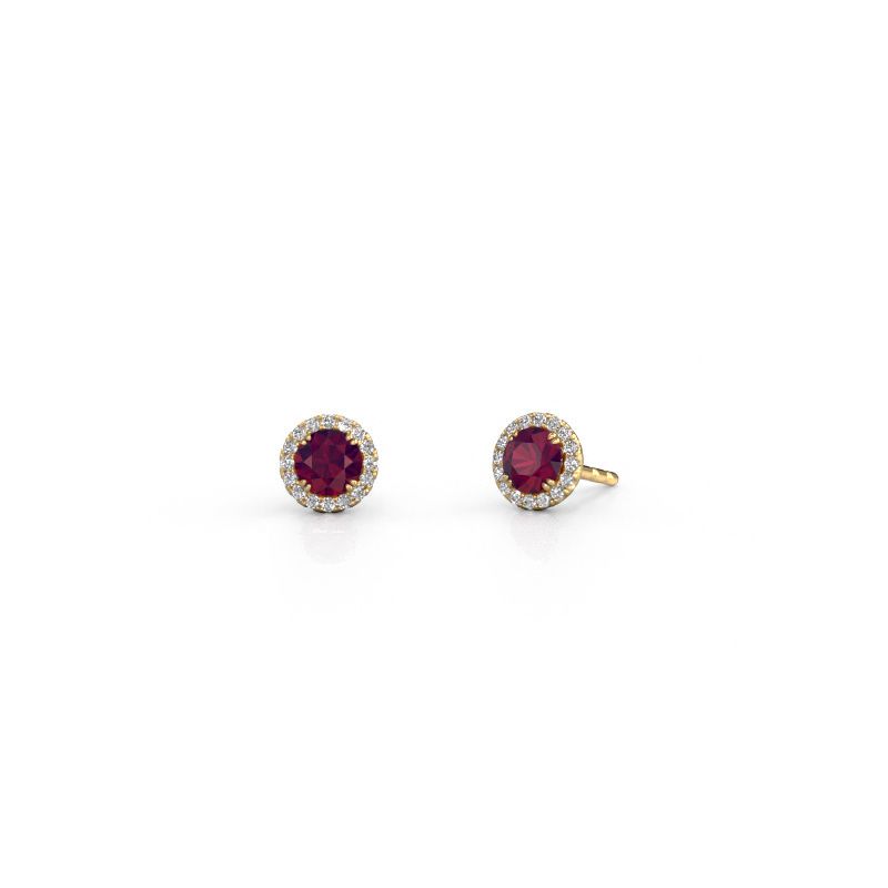 Earrings Seline rnd 585 gold rhodolite 4 mm
