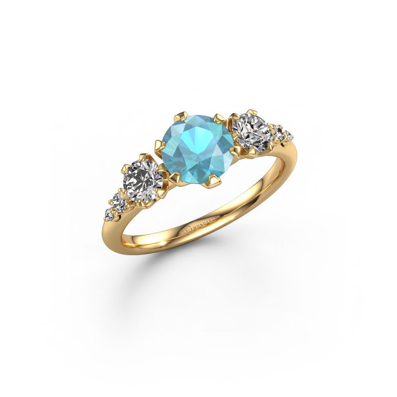 Engagement ring Aniek RND 585 gold blue topaz 6.5 mm