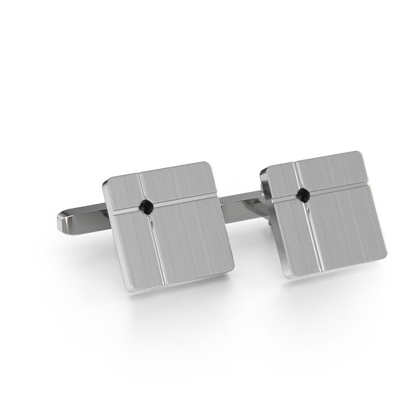 Boutons de manchettes Hilco 585 or blanc diamant noir 0.072 crt