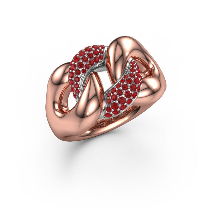 Ring Kylie 2 13mm 585 rosé goud robijn 0.8 mm