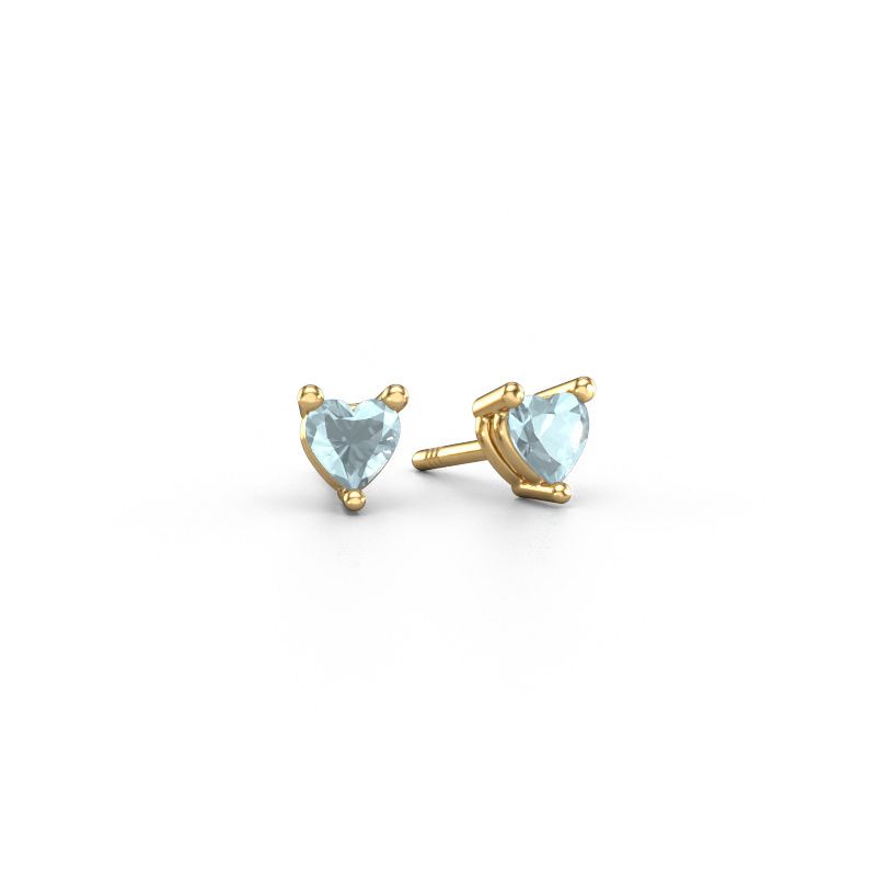 Oorstekers Garnet 585 goud aquamarijn 4 mm