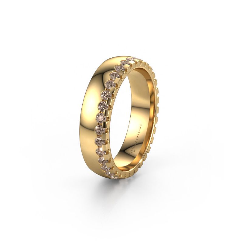 Wedding ring WH6122L25B 585 gold brown diamond ±5x2 mm