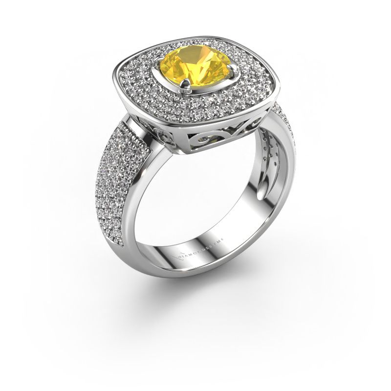Ring Eliana 585 white gold yellow sapphire 6 mm