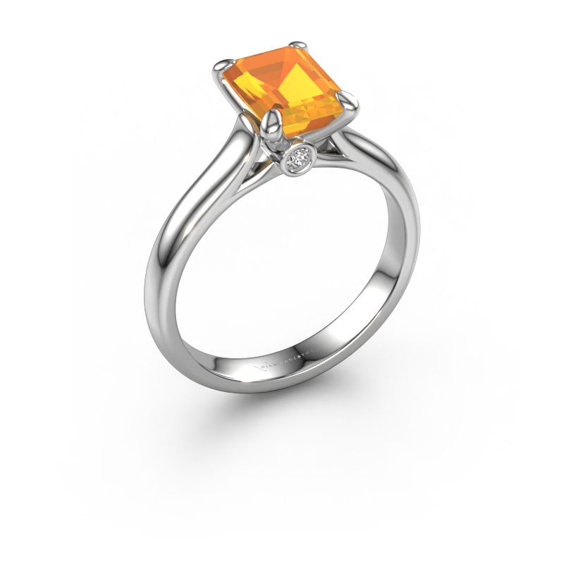 Verlobungsring Valorie eme 1 585 Weißgold Citrin 9x7 mm