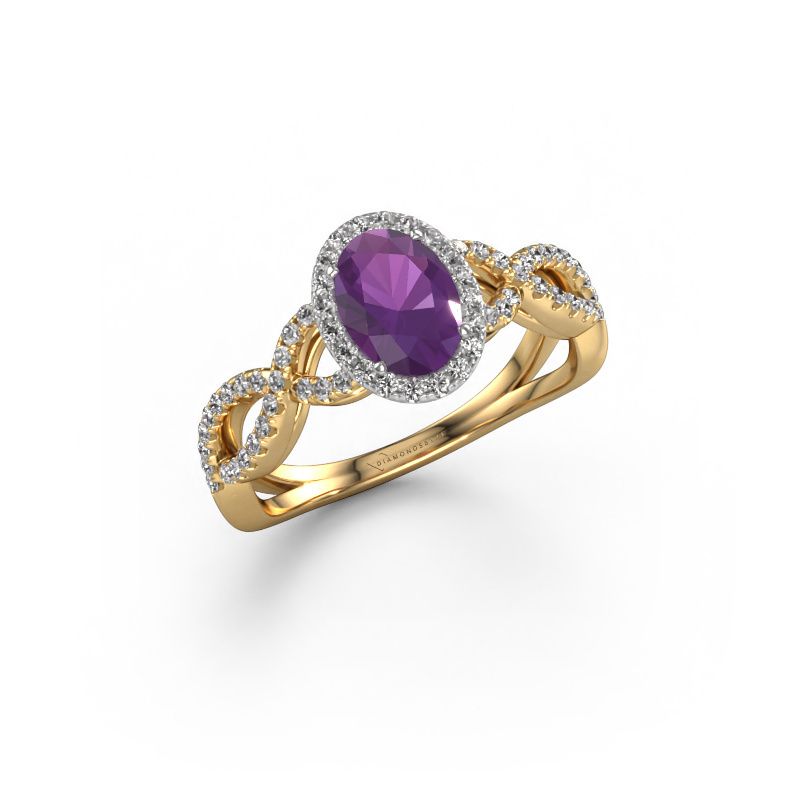 Verlovingsring Dionne ovl 585 goud amethist 7x5 mm