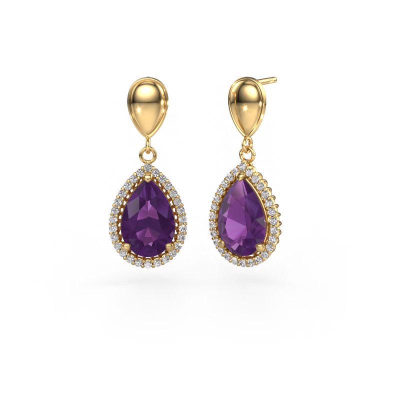 Drop earrings Tilly per 1 585 gold amethyst 12x8 mm