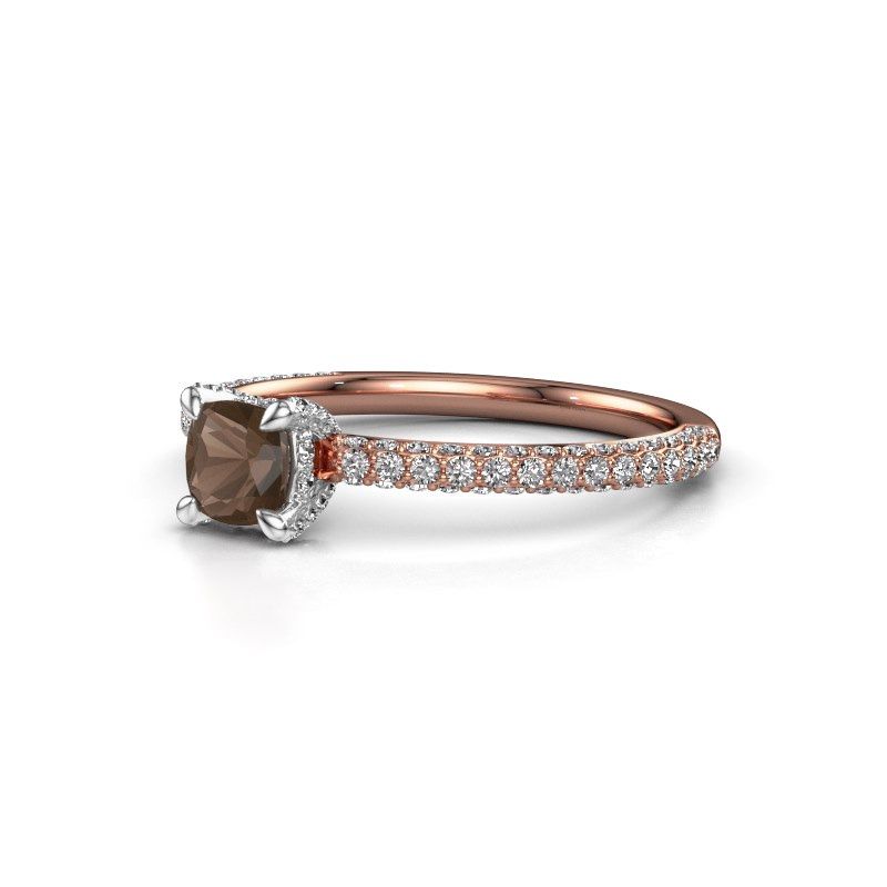 Image of Engagement ring saskia 2 cus<br/>585 rose gold<br/>Smokey quartz 4.5 mm