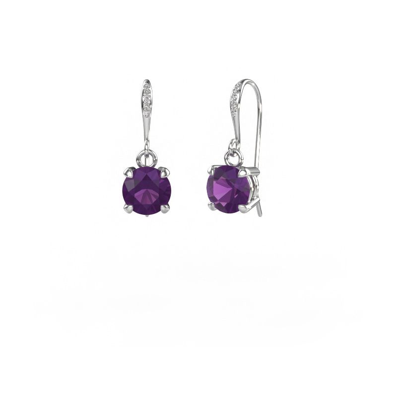 Drop earrings Laurie RND 2 950 platinum amethyst 5.7 mm