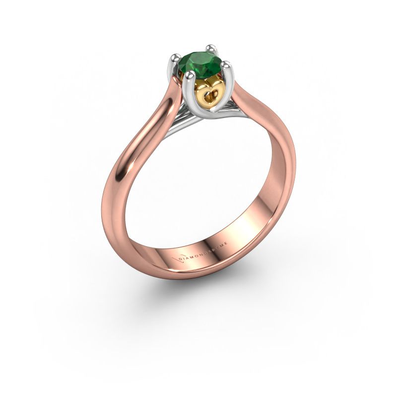 Verlovingsring Nisa 585 rosé goud smaragd 4.2 mm