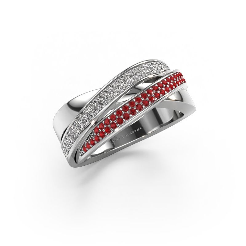 Ring Myra 585 witgoud robijn 1 mm