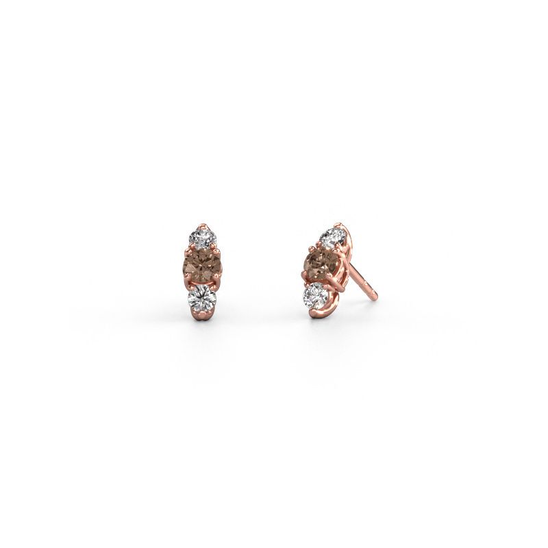 Oorbellen Amie 585 rosé goud bruine diamant 0.90 crt