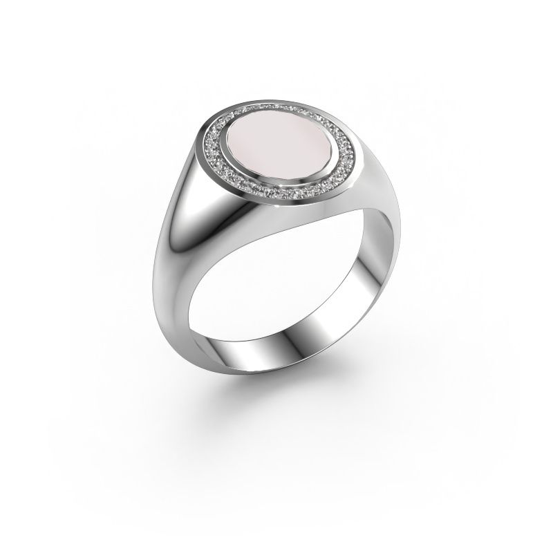 Pinkring Adam 1 585 witgoud rode lagensteen 10x8 mm