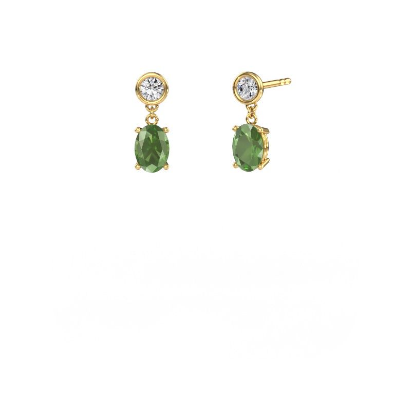 Ohrhänger Lacey OVL 585 Gold Turmalin grün 7x5 mm