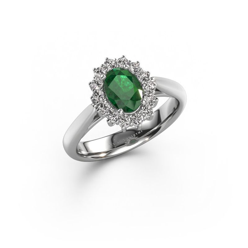 Engagement ring Margien 1 585 white gold emerald 7x5 mm