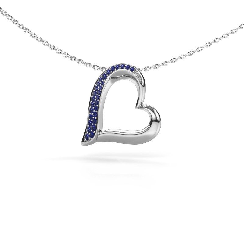 Necklace Heart 1 585 white gold sapphire 1.2 mm