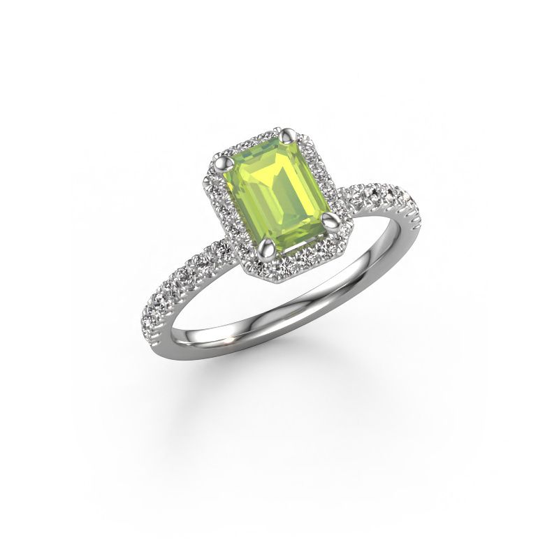 Engagement ring Miranda EME 585 white gold peridot 7x5 mm