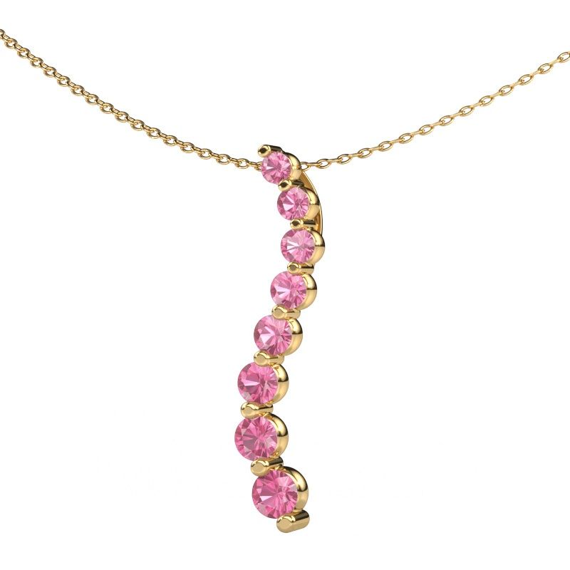 Pendentif Celeste 3 585 or jaune saphir rose 2.5 mm