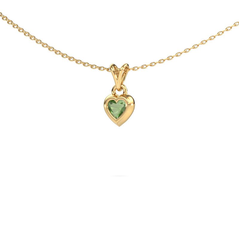 Pendentif Charlotte Heart 585 or jaune vert tourmaline 4 mm