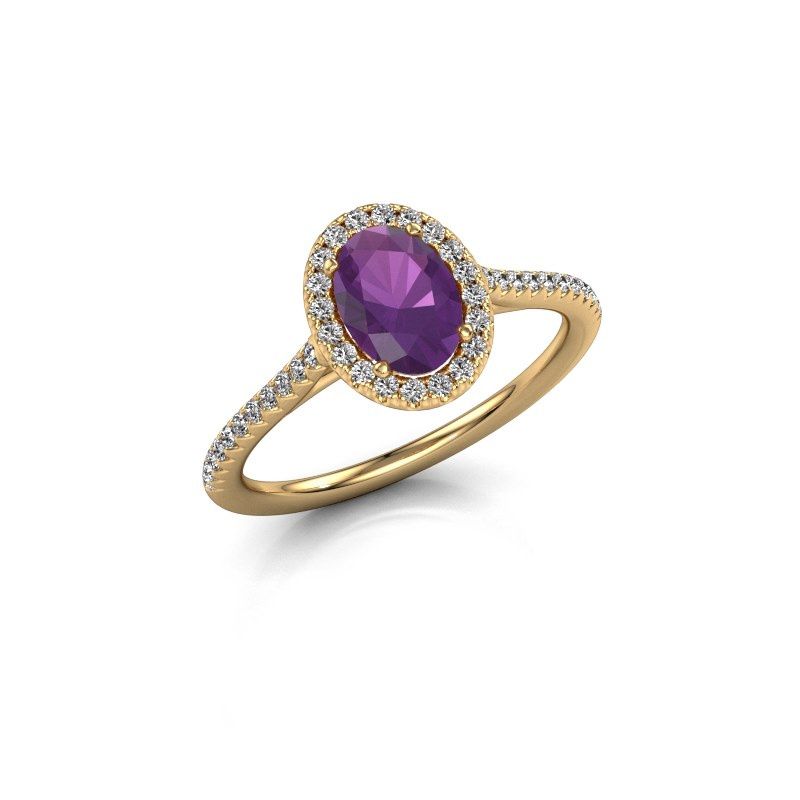 Image of Engagement ring seline ovl 2<br/>585 gold<br/>Amethyst 7x5 mm