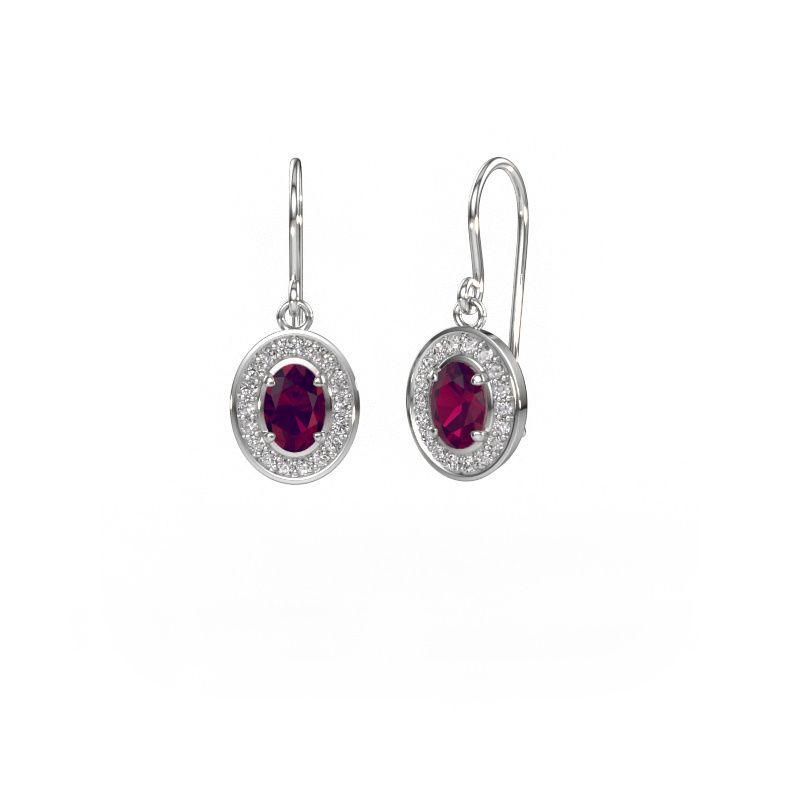 Drop earrings Layne 1 950 platinum rhodolite 6.5x4.5 mm