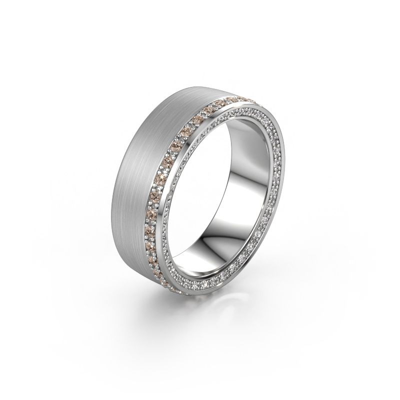 Wedding ring WH2224L26C8 950 platinum brown diamond 0.54 crt ±6,5x2.2 mm
