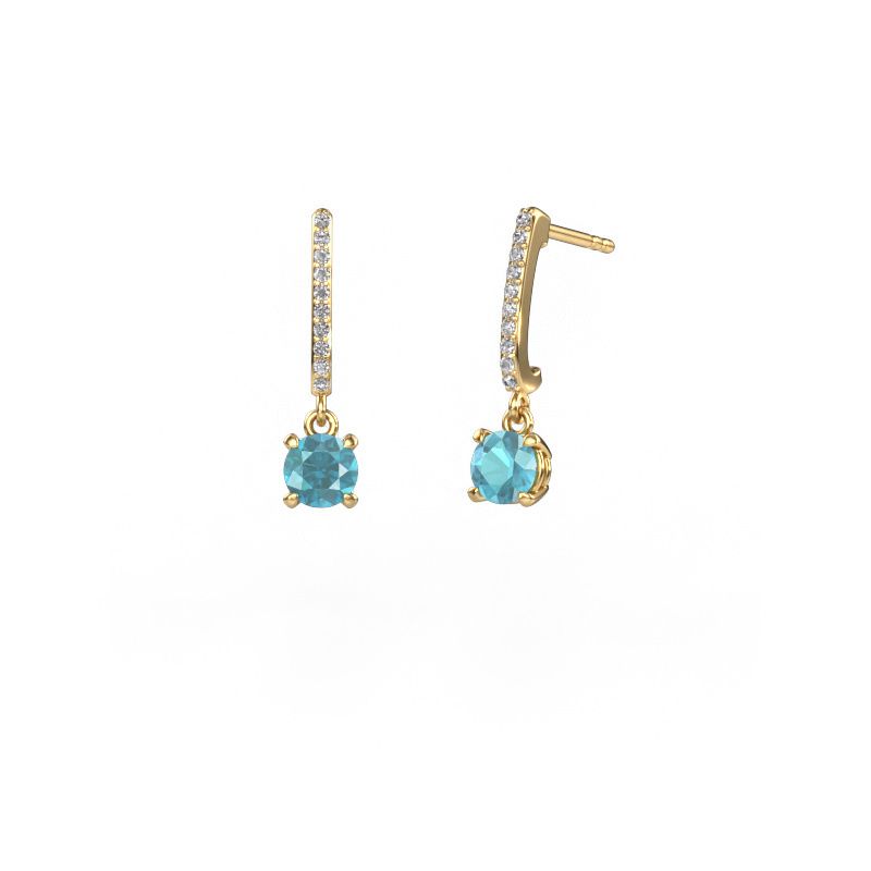 Drop earrings Tanja 1 585 gold blue topaz 5 mm