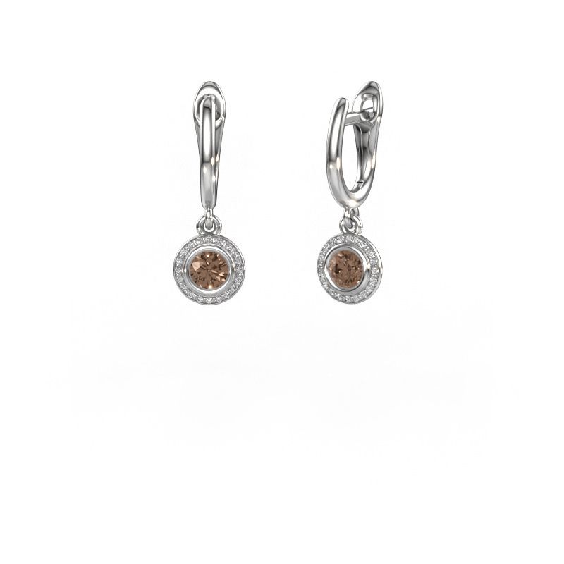 Drop earrings Noud RND 950 platinum brown diamond 0.60 crt