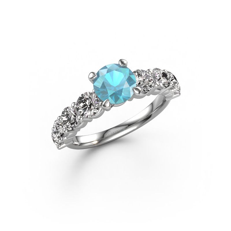 Verlovingsring Deja 950 platina blauw topaas 6.5 mm