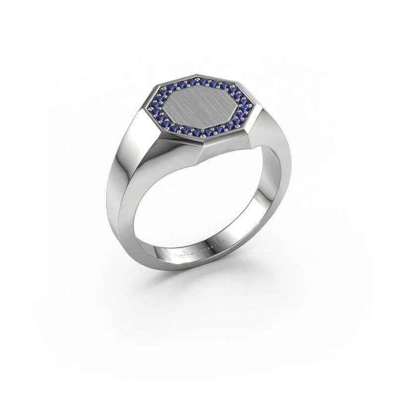 Heren ring Floris Octa 2 585 witgoud saffier 1.2 mm
