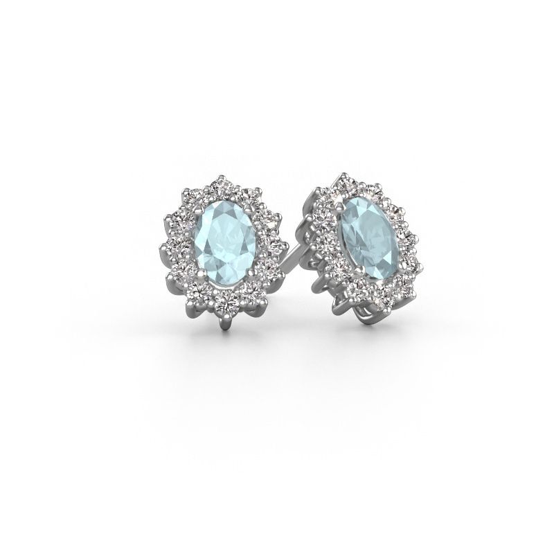 Earrings Margien 950 platinum aquamarine 6x4 mm