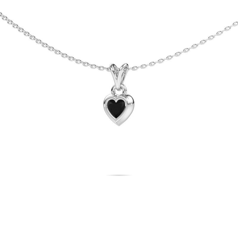 Image of Pendant Charlotte Heart 585 white gold black diamond 0.30 crt