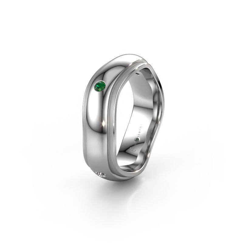 Wedding ring WH2050L26DP 950 platinum emerald ±0.24x0.09in