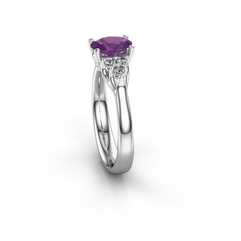Afbeelding van Verlovingsring Monika OVL<br/>950 platina<br/>Amethist 7x5 mm