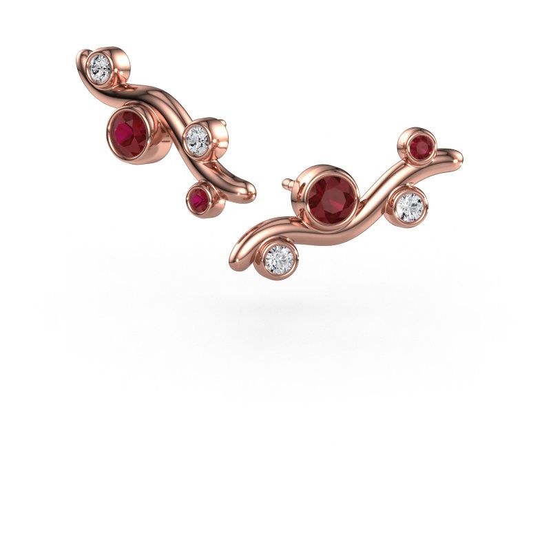 Clous d'oreilles Jin 585 or rose rubis 4 mm