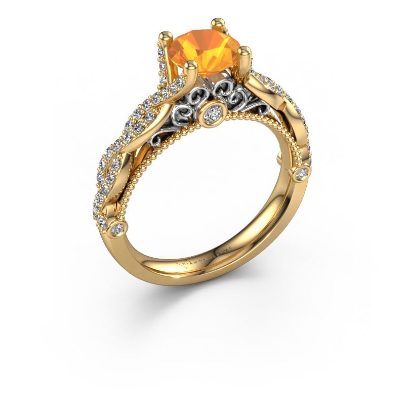 Bague de fiançailles Chantelle 585 or jaune citrine 6.5 mm