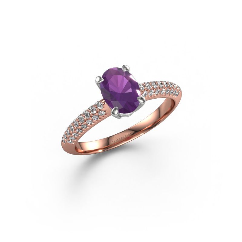 Verlobungsring Morane OVL 585 Roségold Amethyst 7,5x5,5 mm