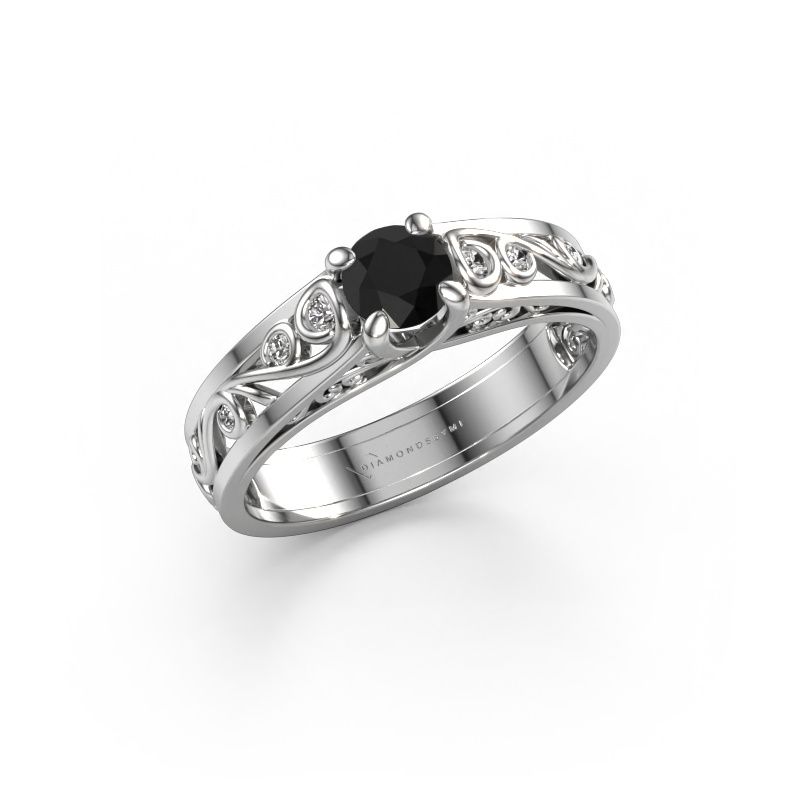 Bague Quinty 585 or blanc diamant noir 0.565 crt