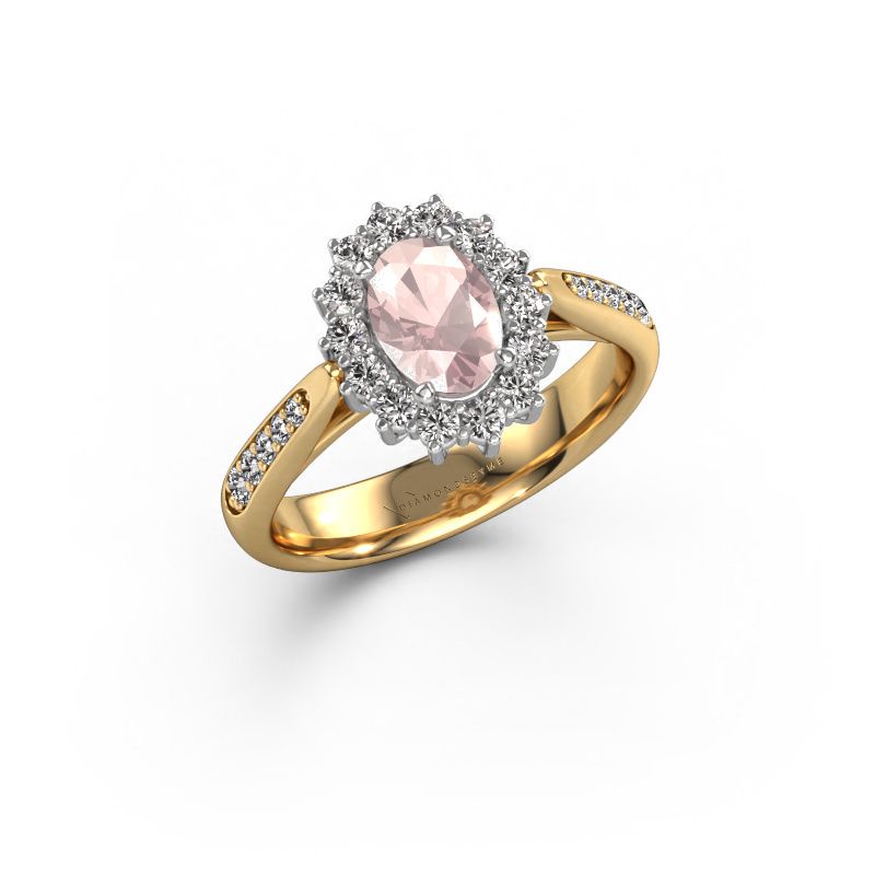 Engagement ring Margien 2 585 gold morganite champagne 7x5 mm