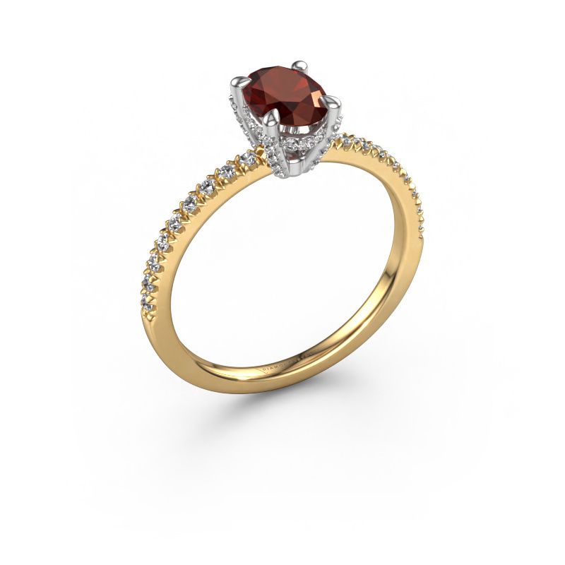 Verlobungsring Saskia 1 OVL 585 Gold Granat 7x5 mm