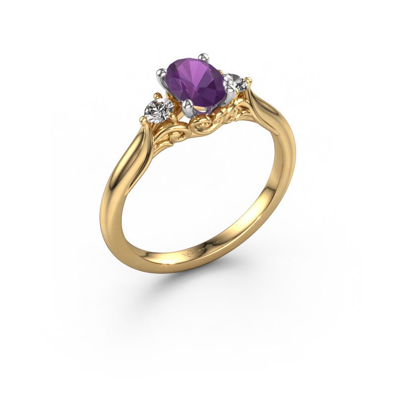 Engagement ring Laurian OVL 585 gold amethyst 7x5 mm
