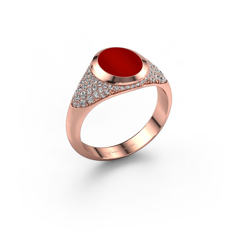 Bague pinky Giovani 585 or rose cornaline 10x8 mm