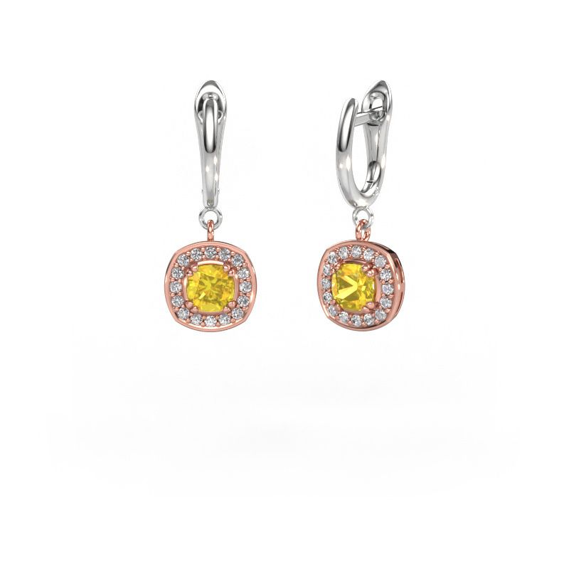 Pendants d'oreilles Marlotte 1 585 or rose saphir jaune 5 mm