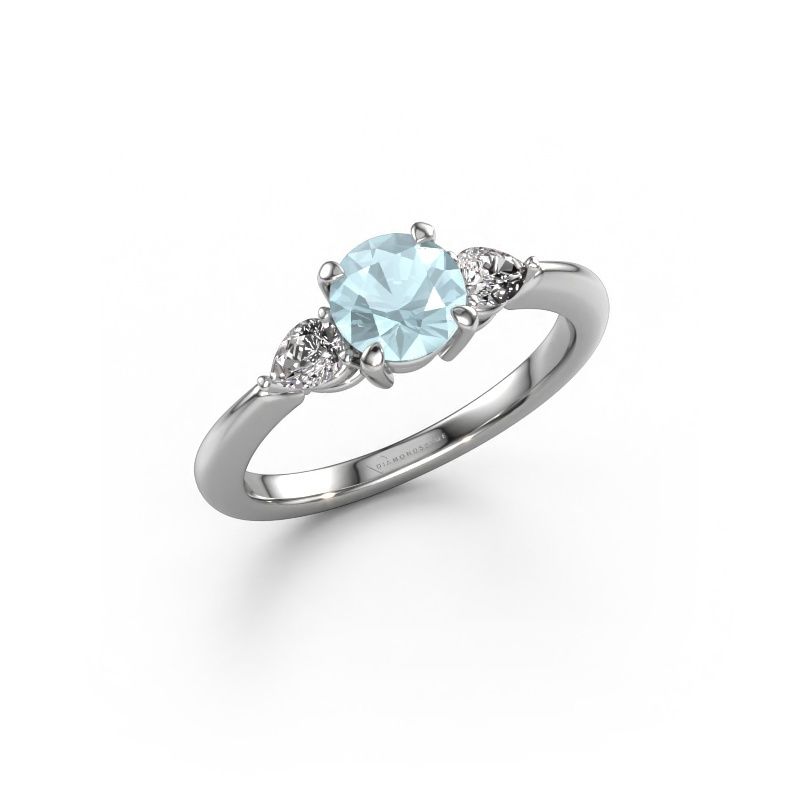 Engagement ring Chanou RND 950 platinum aquamarine 6 mm