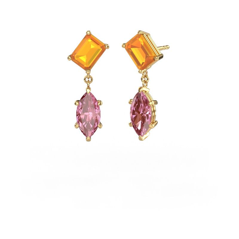 Drop earrings Toi et Moi EME MRQ 585 gold citrin 8x6 mm