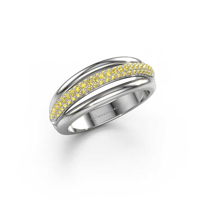 Bague Paris 950 platine saphir jaune 1 mm