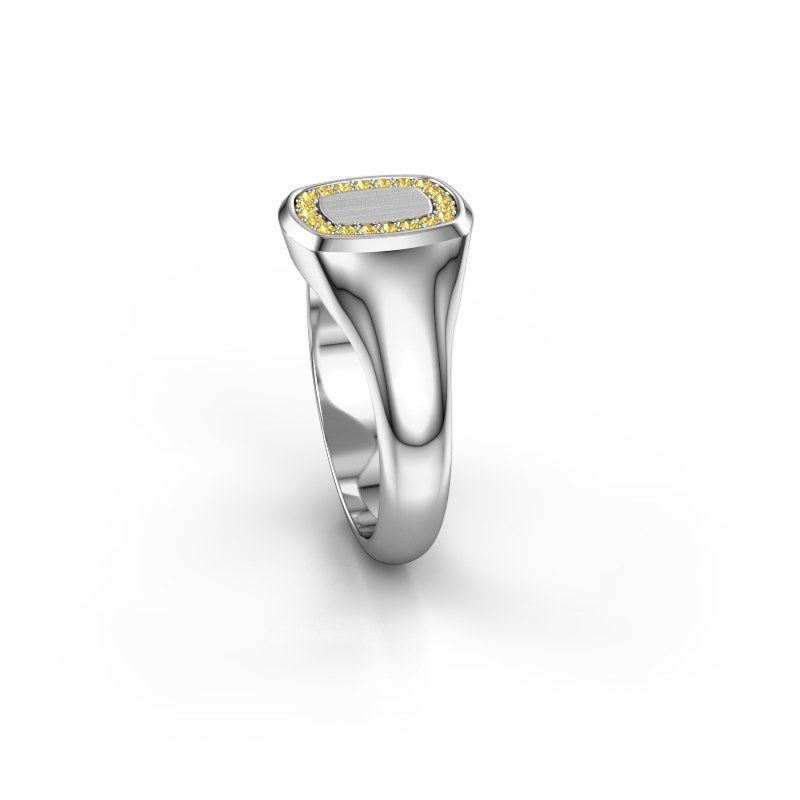 Image of Signet ring Dalia Cushion 1 950 platinum yellow sapphire 1.2 mm