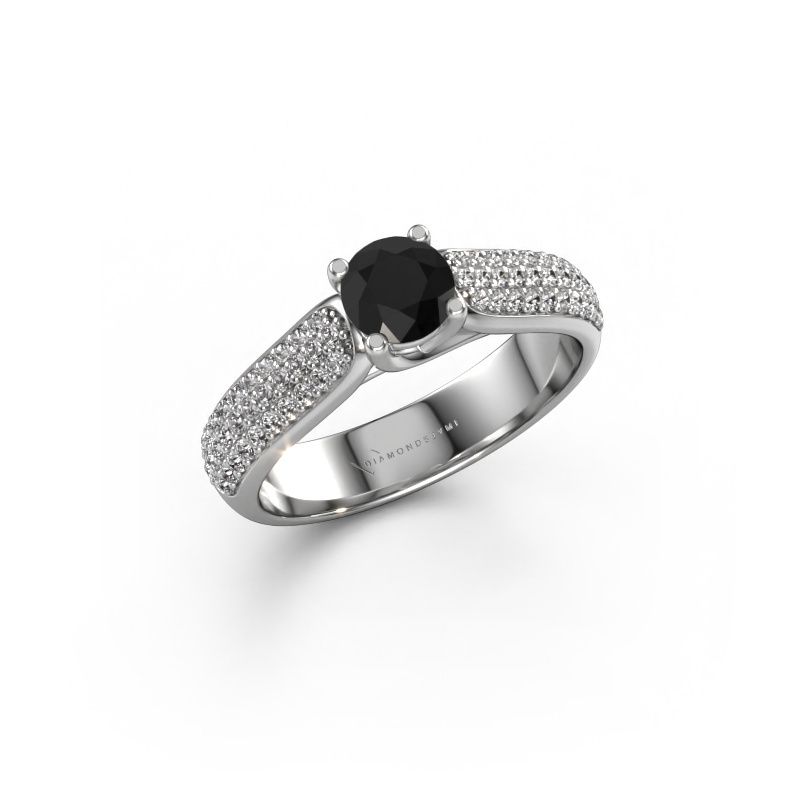 Engagement ring Leoness 585 white gold black diamond 0.60 crt