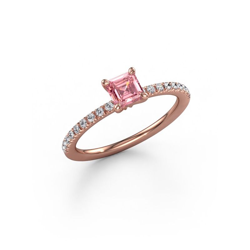 Engagement ring Crystal ASSC 2 585 rose gold pink lab grown diamond 4.5 mm