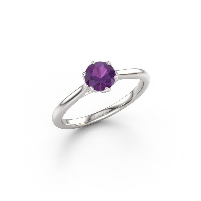 Verlobungsring Winona RND 585 Weißgold Amethyst 5 mm
