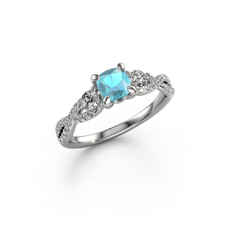 Engagement ring Marilou CUS 950 platinum blue topaz 5 mm